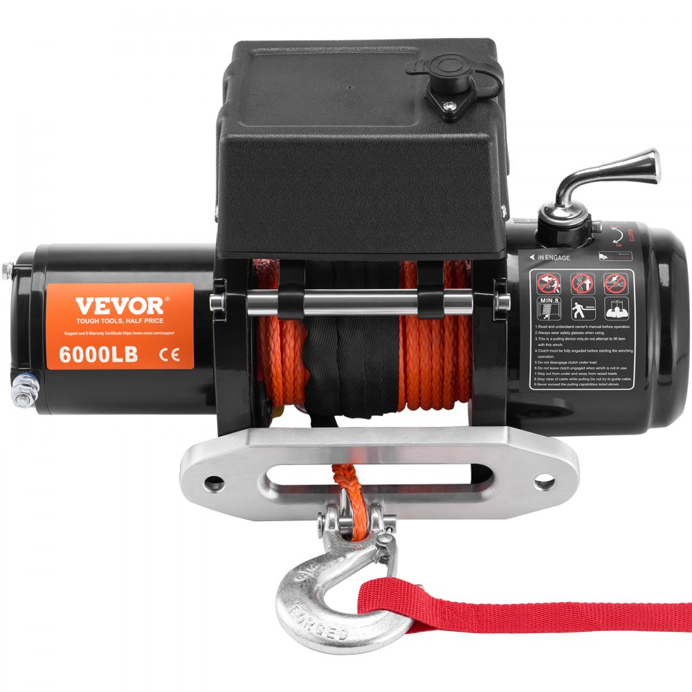 VEVOR Argano Elettrico 2722 kg Argano per Camion 12 V CC con  Φ0,6 x 1676,4 cm di corda sintetica in Alluminio, Passacavo, Telecomando Senza Fili e Cablato, per Traino di Fuoristrada SUV Camion Jeep