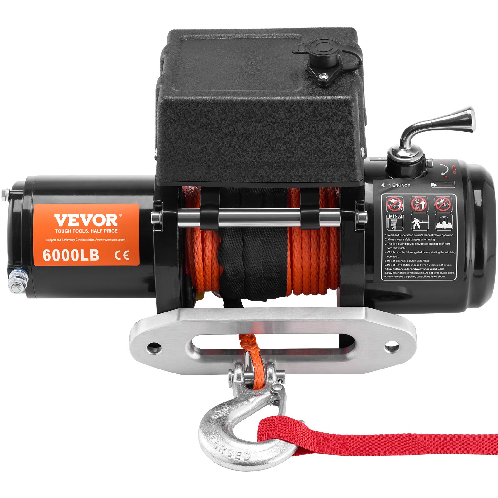 VEVOR Electric Winch, 6000 lb Lifting Capacity, 12V DC for Trucks with 1/4 Inch x 55 Foot Synthetic Rope, Aluminum Rope Guide, Two Remote Control Options, IP55 Water Resistance, Ideal for Towing SUVs, Trucks, Jeeps, Trailers and Boats