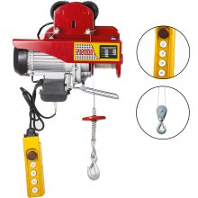 VEVOR Sollevamento Paranco Elettrico a Fune con Carrello 1000 kg 220 V Paranco Elettrico Colore Rosso Altezza di Elevazione 3 m / 10 piedi