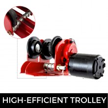 VEVOR Sollevamento Paranco Elettrico a Fune con Carrello 1000 kg 220 V Paranco Elettrico Colore Rosso Altezza di Elevazione 3 m / 10 piedi
