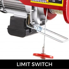 VEVOR Sollevamento Paranco Elettrico a Fune con Carrello 1000 kg 220 V Paranco Elettrico Colore Rosso Altezza di Elevazione 3 m / 10 piedi