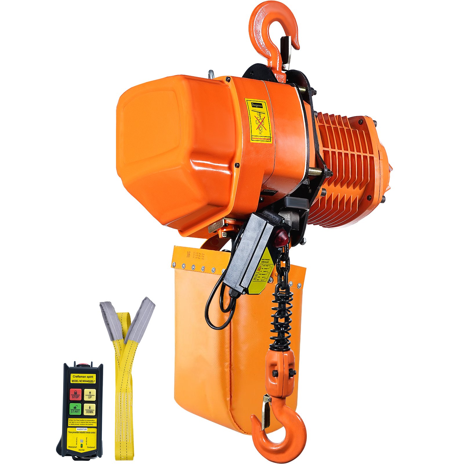 VEVOR Electric Chain Hoist, 2000 kg Lifting Capacity, 6 m Lifting Height, 6.6 m/min Speed, 230 V, Three-Phase Overhead Crane with G100 Chain, 100 m Wireless Remote Control for Garage, Shop, Home
