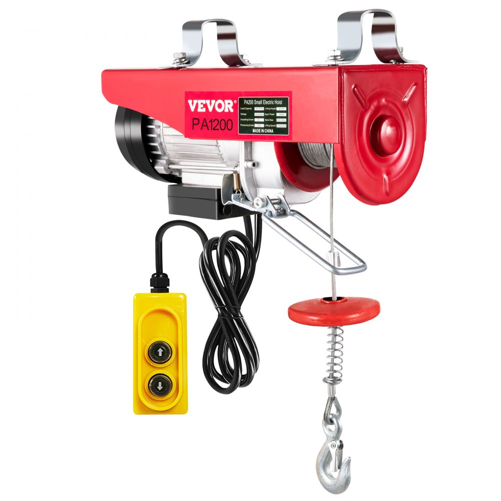 VEVOR Paranco elettrico 1200 kg, Strumento di sollevamento elettrico 12 m, 2000 W Vericello Elettrico