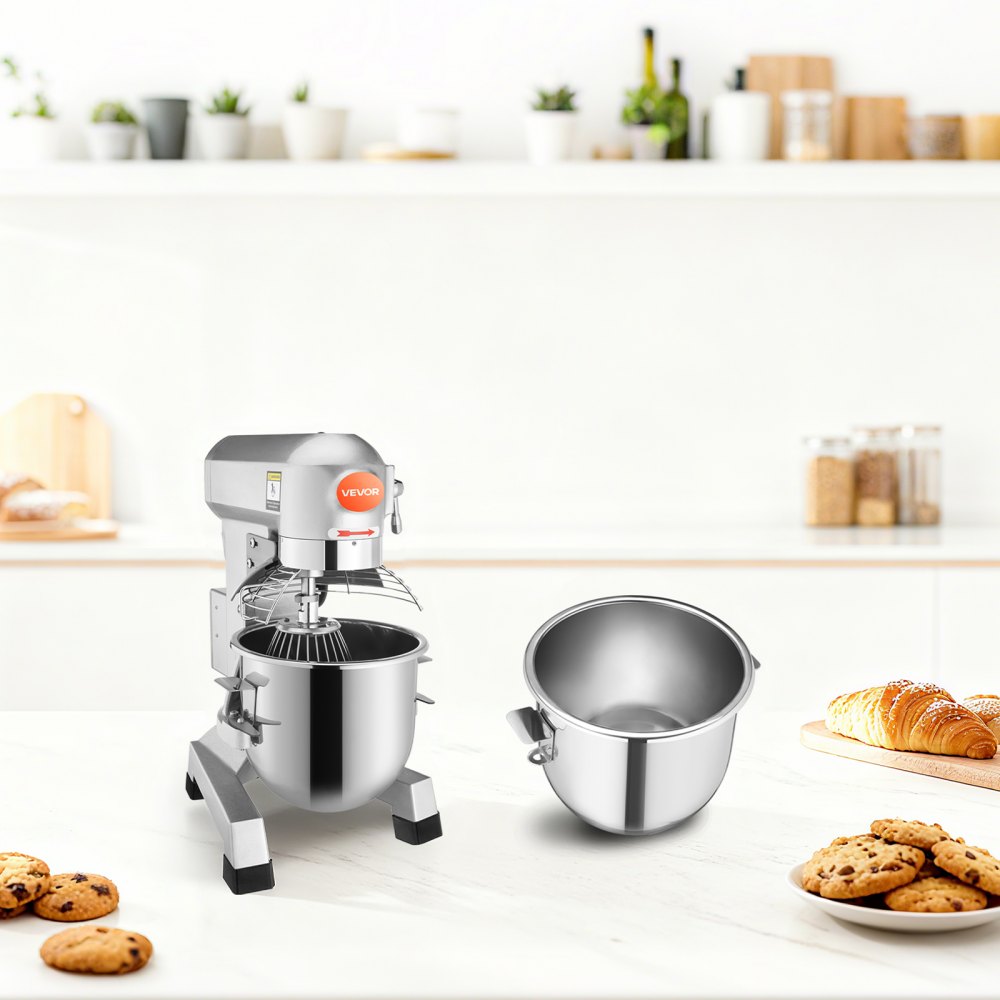 VEVOR Impastatrice Planetaria 10L Elettrica 3 Velocità Regolabile da Tavolo, Impastatrice Elettrica da Cucina per Farina Uova Crema Carne Ciotola 10L Velocità Regolabile, Impastatrice Planetaria 450W