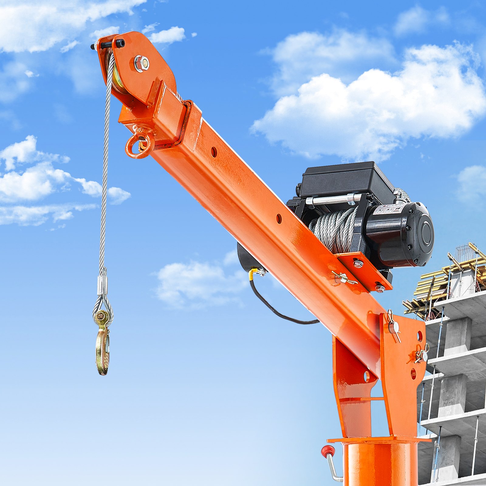 VEVOR Electric Pick-Up Crane, 998 kg, Foldable Truck Crane with 2721 kg Electric Winch, Steel Loading Crane, 360° Swivel, Lifting Crane for Lifting Goods on Construction Sites and in Factories