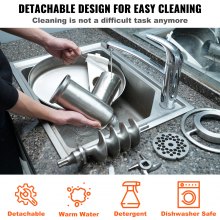 VEVOR Tritacarne Elettrico Acciaio Inox 1100W Capacità Produzione Max. 450kg/H