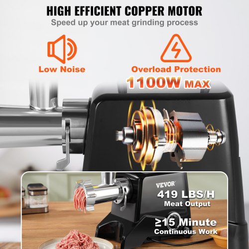 Tritacarne Elettrico 1500W, 6,5L, 3 Velocità, Per Carne, Verdure E Prosciutto, Ideale Per Cucina E Ristorante