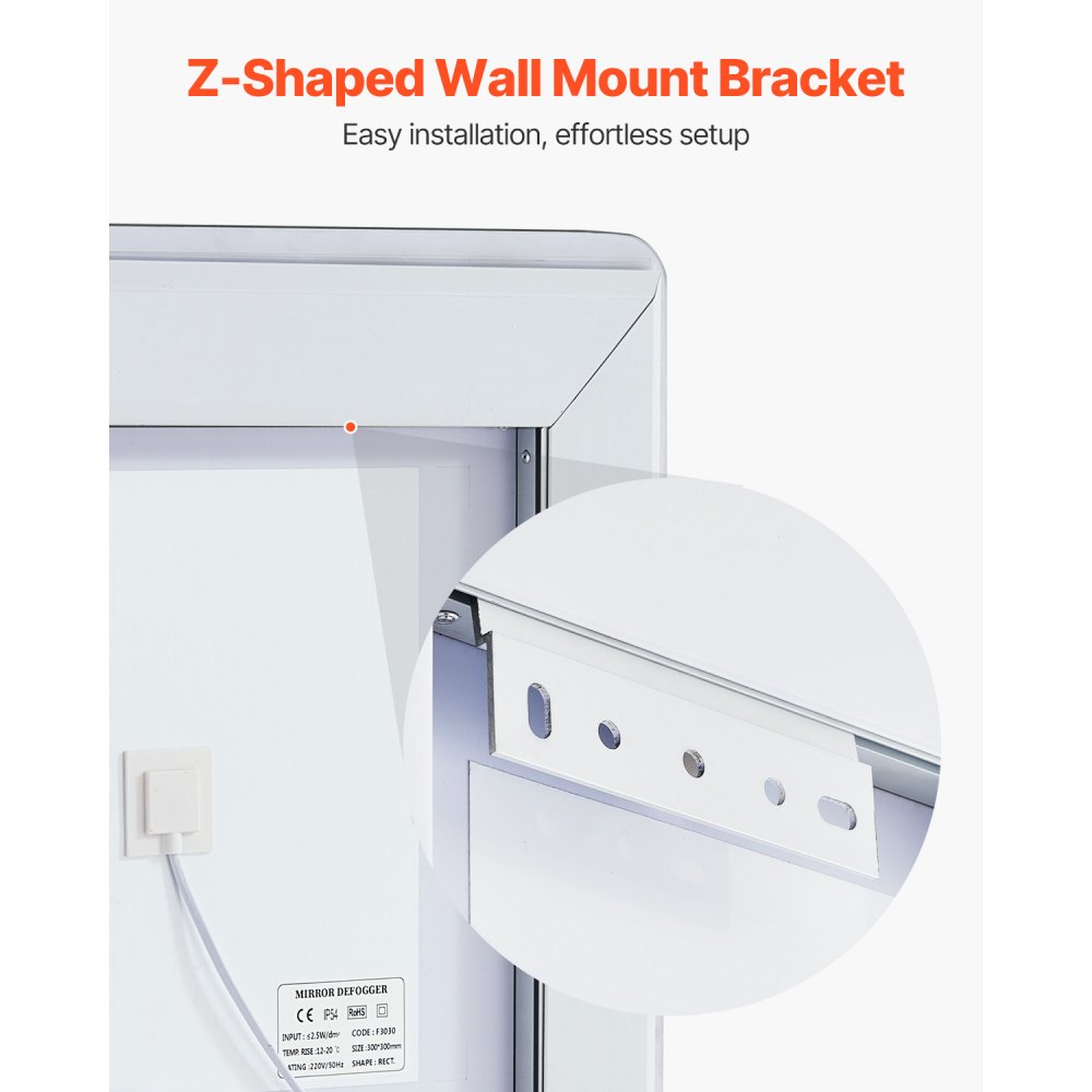 VEVOR Specchio da Bagno a LED 60 x 80 cm Montaggio a Parete con Illuminazione Frontale e Retroilluminata, Specchio Antiappannamento con Memoria con Luci, Specchio Dimmerabile con Temperatura 3 Colori