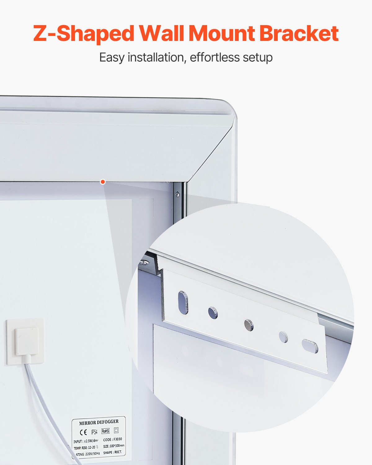 VEVOR Specchio da Bagno a LED 60 x 80 cm Montaggio a Parete con Illuminazione Frontale e Retroilluminata, Specchio Antiappannamento con Memoria con Luci, Specchio Dimmerabile con Temperatura 3 Colori