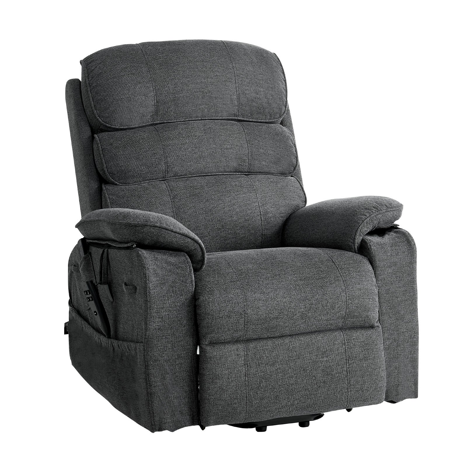 VEVOR Poltrona Reclinabile Elettrica con Funzione di Sollevamento Assistito, Poltrona con Punti Massaggianti Elettrica, Rivestimento in Ciniglia Telecomando, Carico max 159 kg, Colore Grigio Scuro