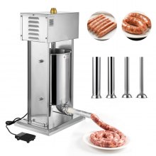 VEVOR Insaccatrice Elettrica per Salsicce, Insaccatrice Verticale per Carne da 12 L, Controllo della Velocità Continuo e Pedale, in Acciaio Inox con 4 Tubi di Insacco, per Uso Commerciale e Domestico