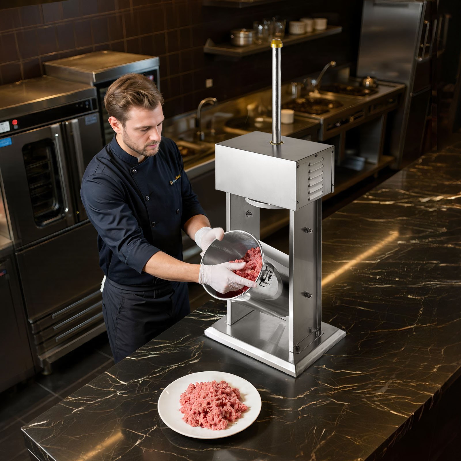 VEVOR Insaccatrice Elettrica per Salsicce, Insaccatrice Verticale per Carne da 12 L, Controllo della Velocità Continuo e Pedale, in Acciaio Inox con 4 Tubi di Insacco, per Uso Commerciale e Domestico