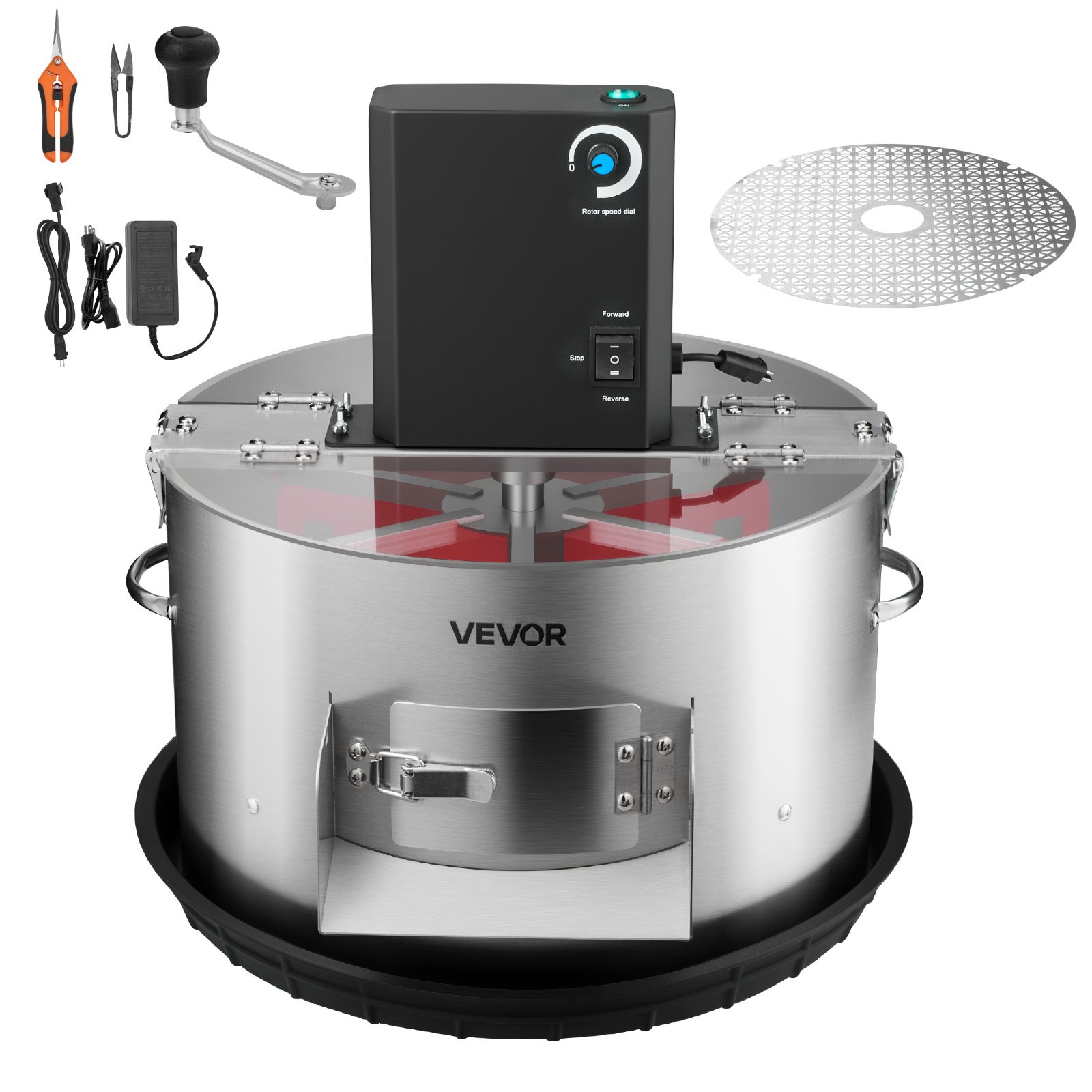 VEVOR Tagliabordi per Foglie Gemme, Manuale ed Elettrico, Tagliabordi da 370 mm con Lame in Acciaio Inox, Taglio Visivo, Macchina da Taglio Idroponica a Umido e a Secco con Vassoio, per Piante