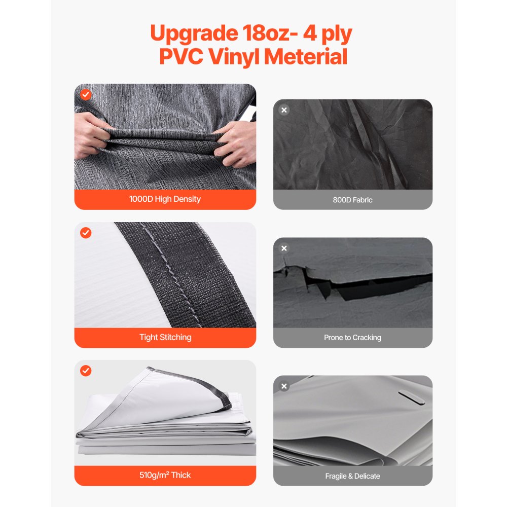 VEVOR Tenda da Sole di Ricambio Impermeabile in Vinile per Camper, Tenda da Sole Retrattile Modulare con Telaio in Lega di Alluminio, Nero Sfumato, Elettrico 6096 mm Adatta Maggior Camper