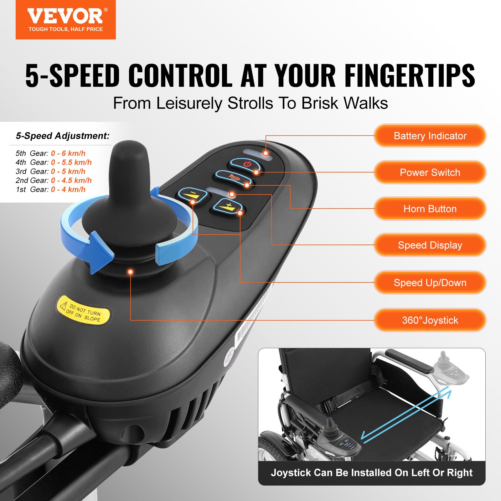 VEVOR Sedia a Rotelle Elettrica per Adulti Anziani, Portata di 120,2 kg Carrozzine Elettriche Motorizzate Pieghevoli Leggere Larghezza 444,5 mm Sedia Elettrica per Tutti Terreni, Schienale Regolabile