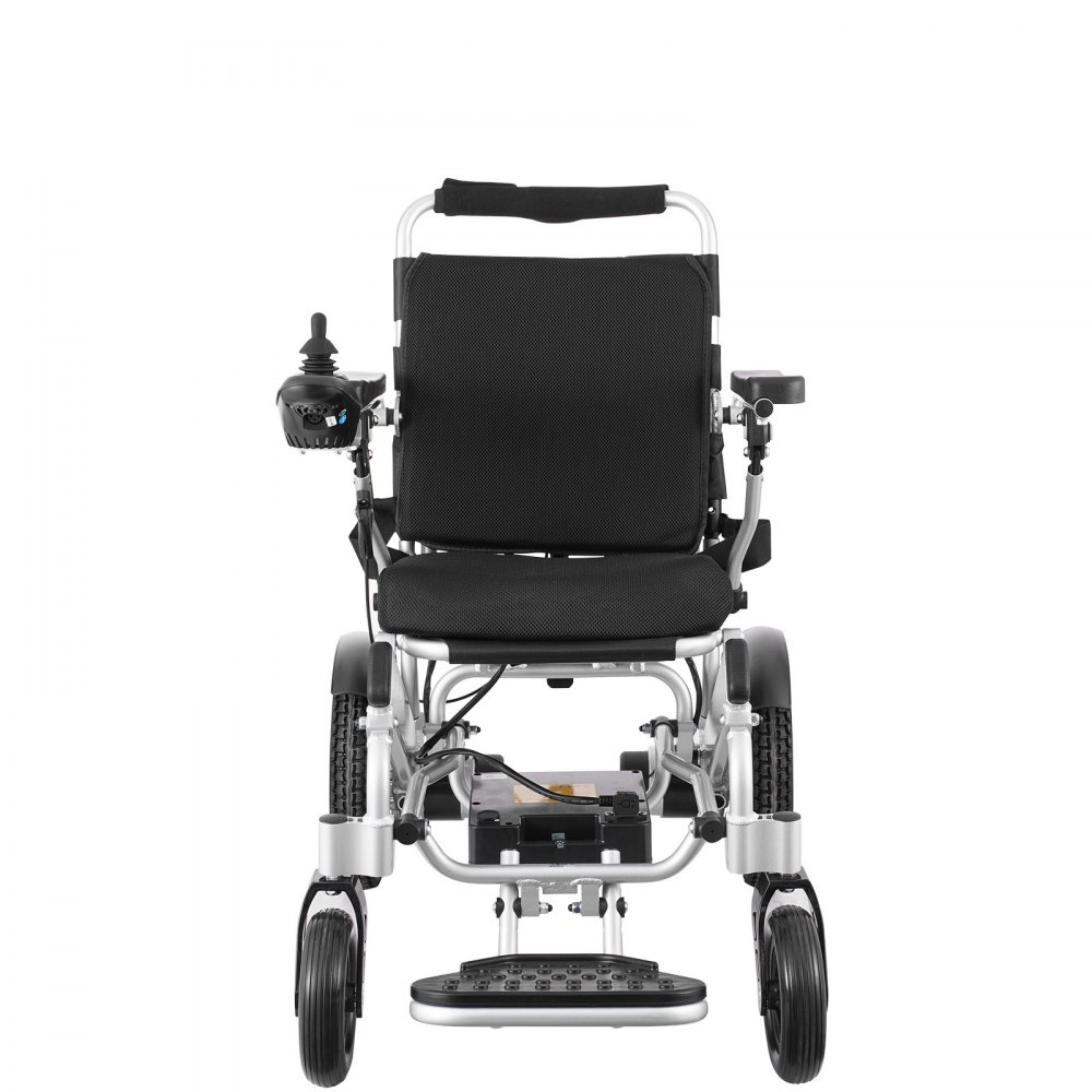 VEVOR Sedia a Rotelle Elettrica, Capacità Carico 136,08 kg, Sedia a Rotelle Motorizzata Pieghevole Leggera Larghezza 449,58 mm, Sedia per Tutti i Terreni Lega Alluminio, Schienale Regolabile