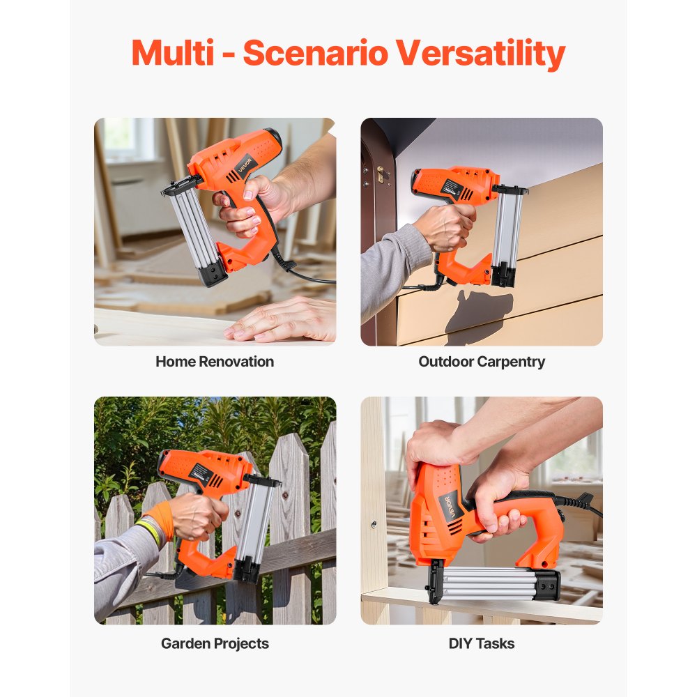VEVOR Electric Nail Gun, 2-in-1 Staple Gun Brad Nailer, 18 Gauge 32 mm, Stapler Brad Nailer with 1000 Pcs Staples and 1000 Pcs Nails, Non-Slip Rubber Grip, for Woodworking and DIY Projects