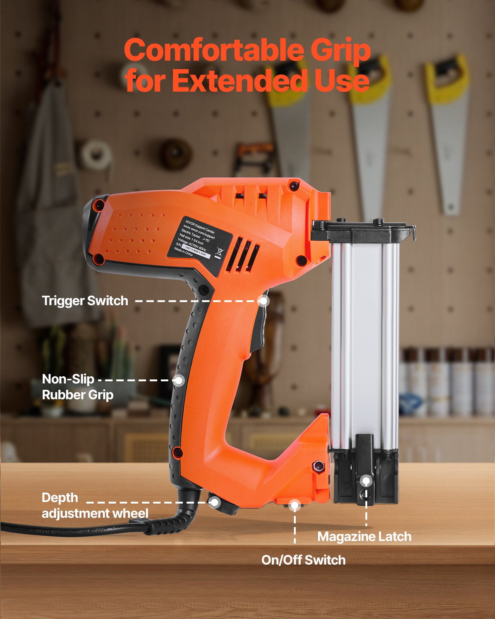 VEVOR Electric Nail Gun, 2-in-1 Staple Gun Brad Nailer, 18 Gauge 32 mm, Stapler Brad Nailer with 1000 Pcs Staples and 1000 Pcs Nails, Non-Slip Rubber Grip, for Woodworking and DIY Projects