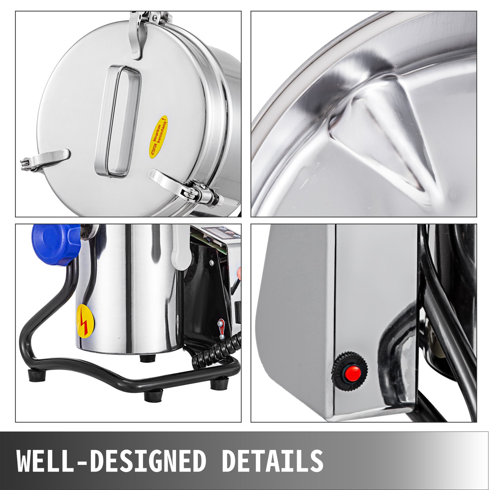 Vevor Mixer Macchina Per Macinazione Smerigliatrice Del Grano 283 X 265 X 580 Mm