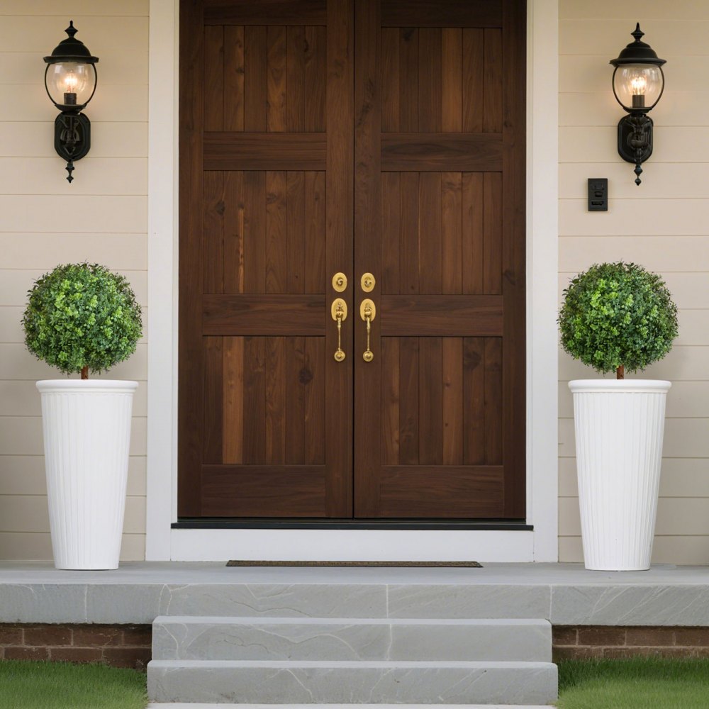 VEVOR Alberi di Bosso Artificiali con Picchetto da Terra, 2 Set da 559 mm, Arbusti e Cespugli Finti, Piante in Vaso, Finti Alberi di Seta dall'Aspetto Reale per Decorazioni, Portici Anteriori