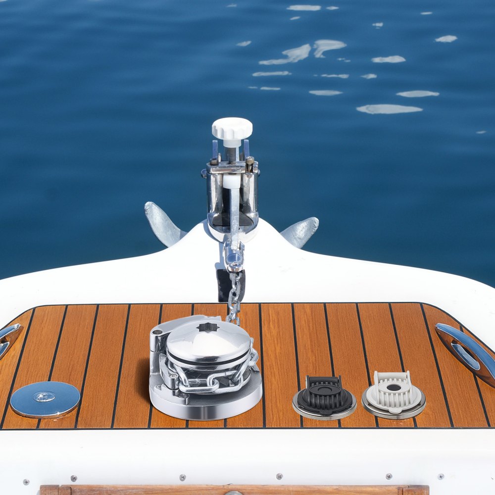 VEVOR Verricello Verticale da Pesca in Acciaio Inox, Sistemi di Ancoraggio Adatti per Catena da 6,35 mm o Corda in Nylon da 14,3 e 15,9 mm, Tiro Massimo 320 kg, Struttura, per Barche da 6 a 11 m