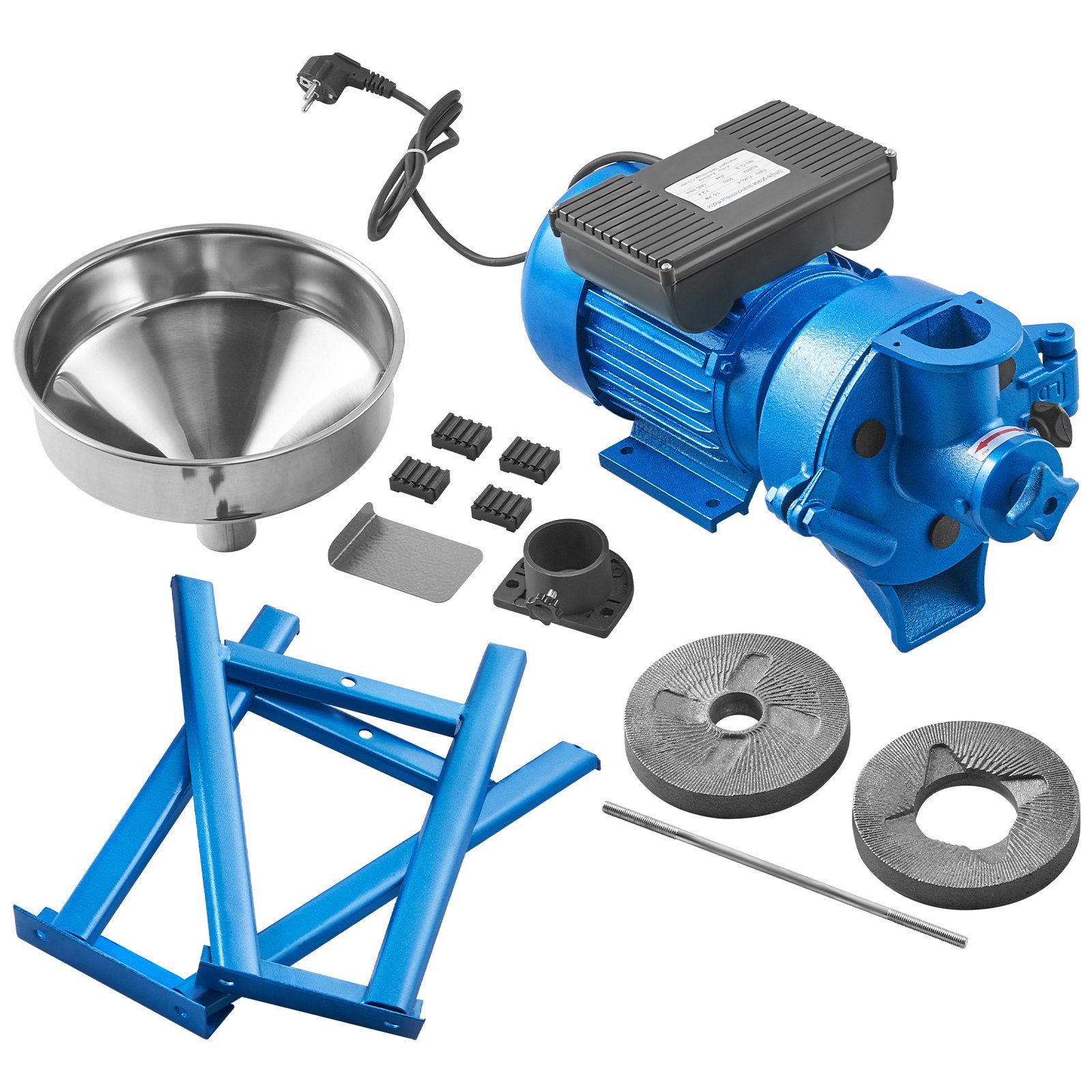 VEVOR smerigliatrice Elettrico 1500W per Macina Spezie Cereali Alimenti Secchi&Umidi Uso Commerciale in Acciaio Inox Ferro Mulino per Cereali