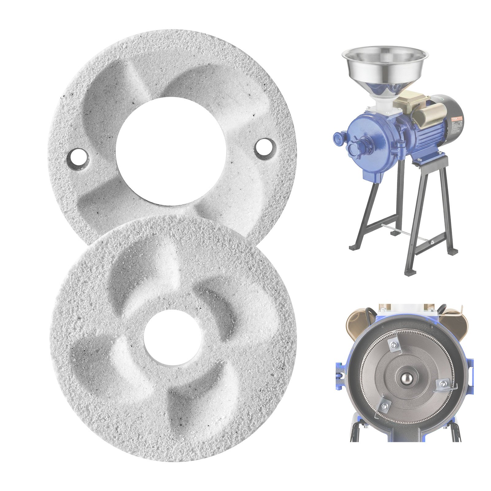 VEVOR 2PCS Grinding Sheets for Electric Grain Mill Grinder, Marble Dry & Wet Grinding Discs, Replacement Grinding Plates Compatible with VEVOR GM-002 Corn Spice Mill Grinder