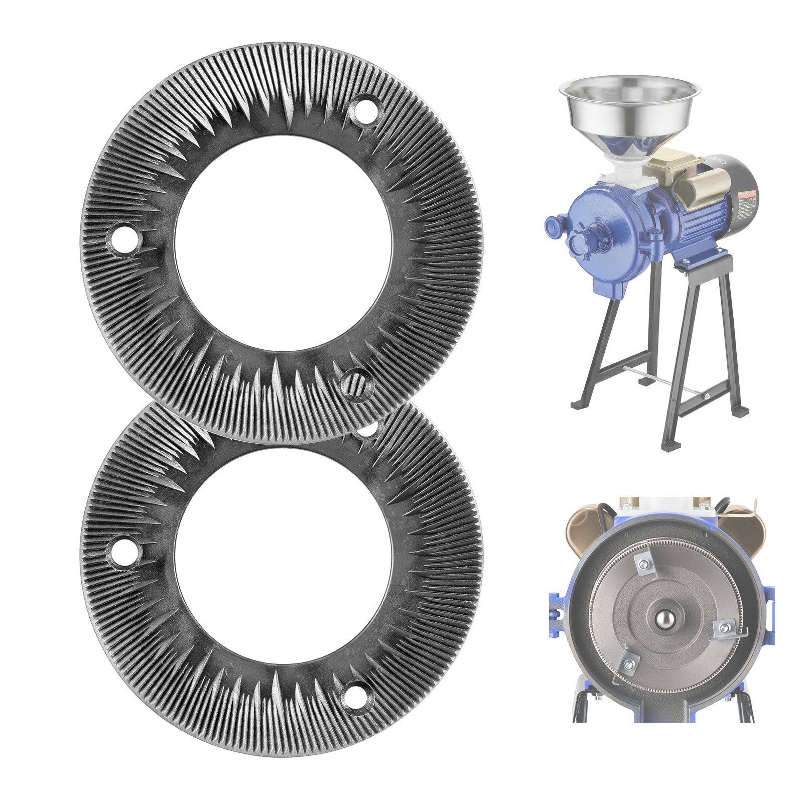 VEVOR Dischi di Macinazione di Ricambio Set di Disco 2 pezzi di Ricambio per Mulino per Cereali GM-001 GM-002 GM-003 Piastra 148 x 148 mm in Ghisa di Macinazione a Secco per Mais Creali Spezie