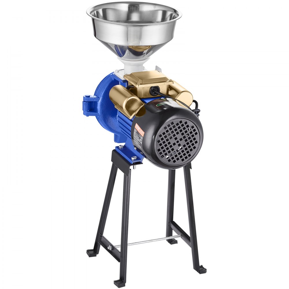 VEVOR electric grain mill, spice mill, 3 kW, commercial corn mill with hopper, powder machine with adjustable strength, high-performance feed flour and muesli mill, wheat mill, dry mill