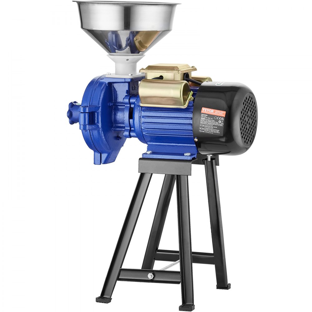 VEVOR Mulino Elettrico per Cereali, Mulino per Mais con Imbuto, Macchina per Polvere Spessore Regolabile, Mulino per Cereali per Farina Impieghi Gravosi, Macina a Secco o Umido, Macina Spezie 3000 W