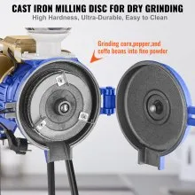 VEVOR Mulino Elettrico per Cereali, Mulino per Mais con Imbuto, Macchina per Polvere Spessore Regolabile, Mulino per Cereali per Farina Impieghi Gravosi, Macina a Secco o Umido, Macina Spezie 3000 W