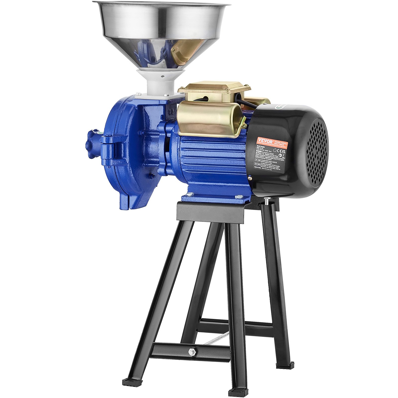 VEVOR Mulino Elettrico per Cereali, Mulino per Mais con Imbuto, Macchina per Polvere Spessore Regolabile, Mulino per Cereali per Farina Impieghi Gravosi, Macina a Secco o Umido, Macina Spezie 3000 W