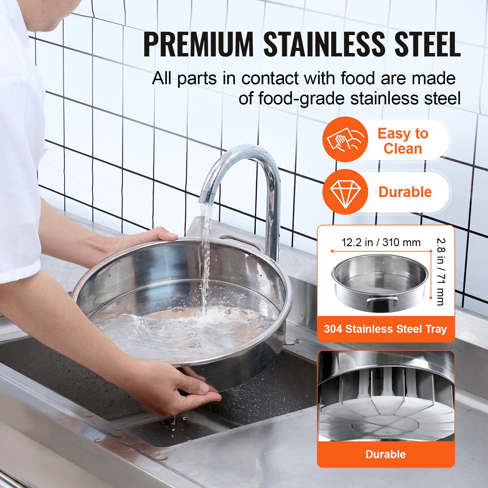 VEVOR Dough Divider 20-Piece Electric Dough Divider Machine, 60-260 g Freestanding Dough Cutter with Tray Made of 304 Stainless Steel, 750 W Bread Maker for Bakery, Restaurant, Cafe Silver