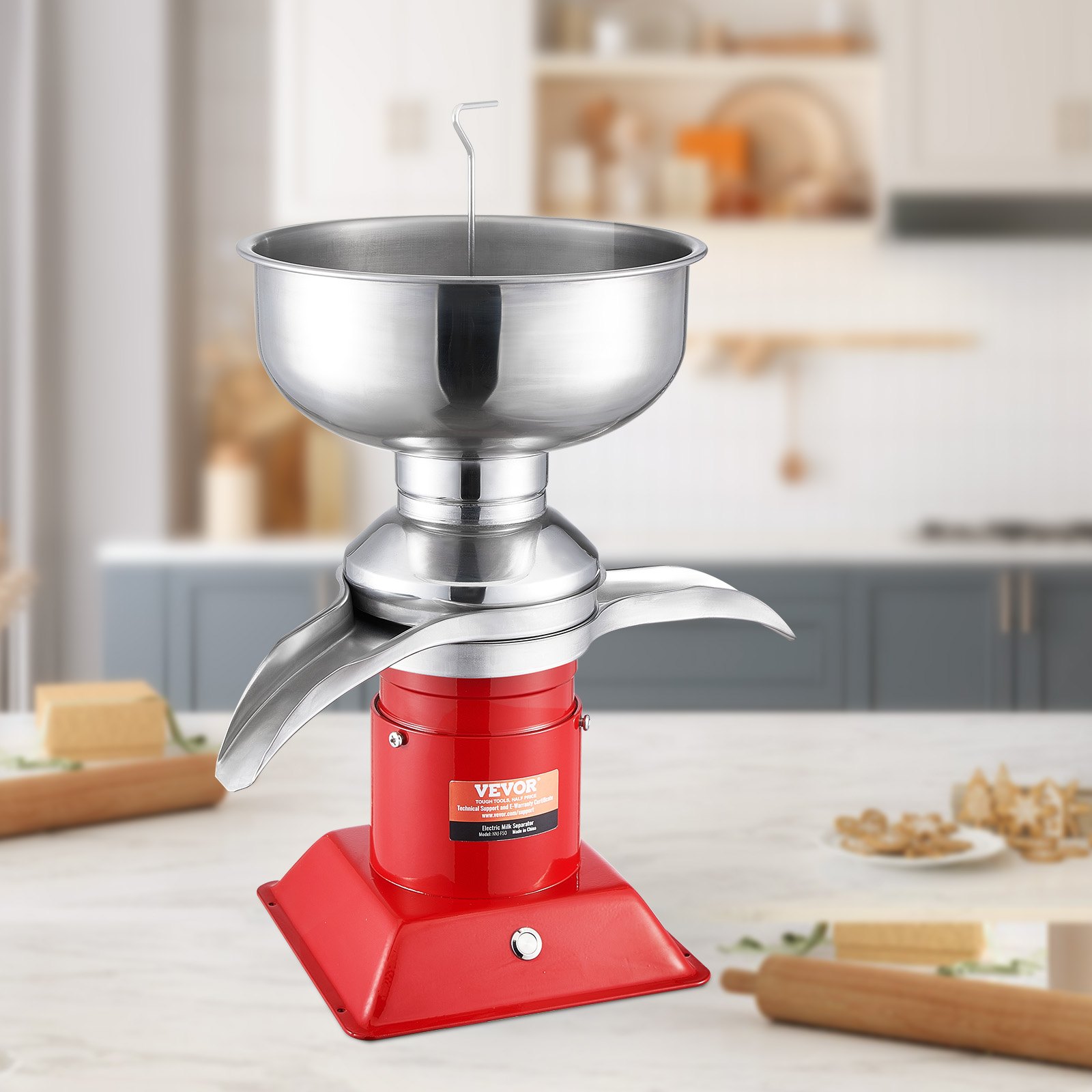 VEVOR Separatore Centrifugo per Crema di Latte, Macchinetta Separatore di Crema Elettrico in Acciaio Inox 304 100 L/H 10500 Giri/min, Scrematrice Centrifuga per Crema Formaggio Dolci 30 W, 100-240 V