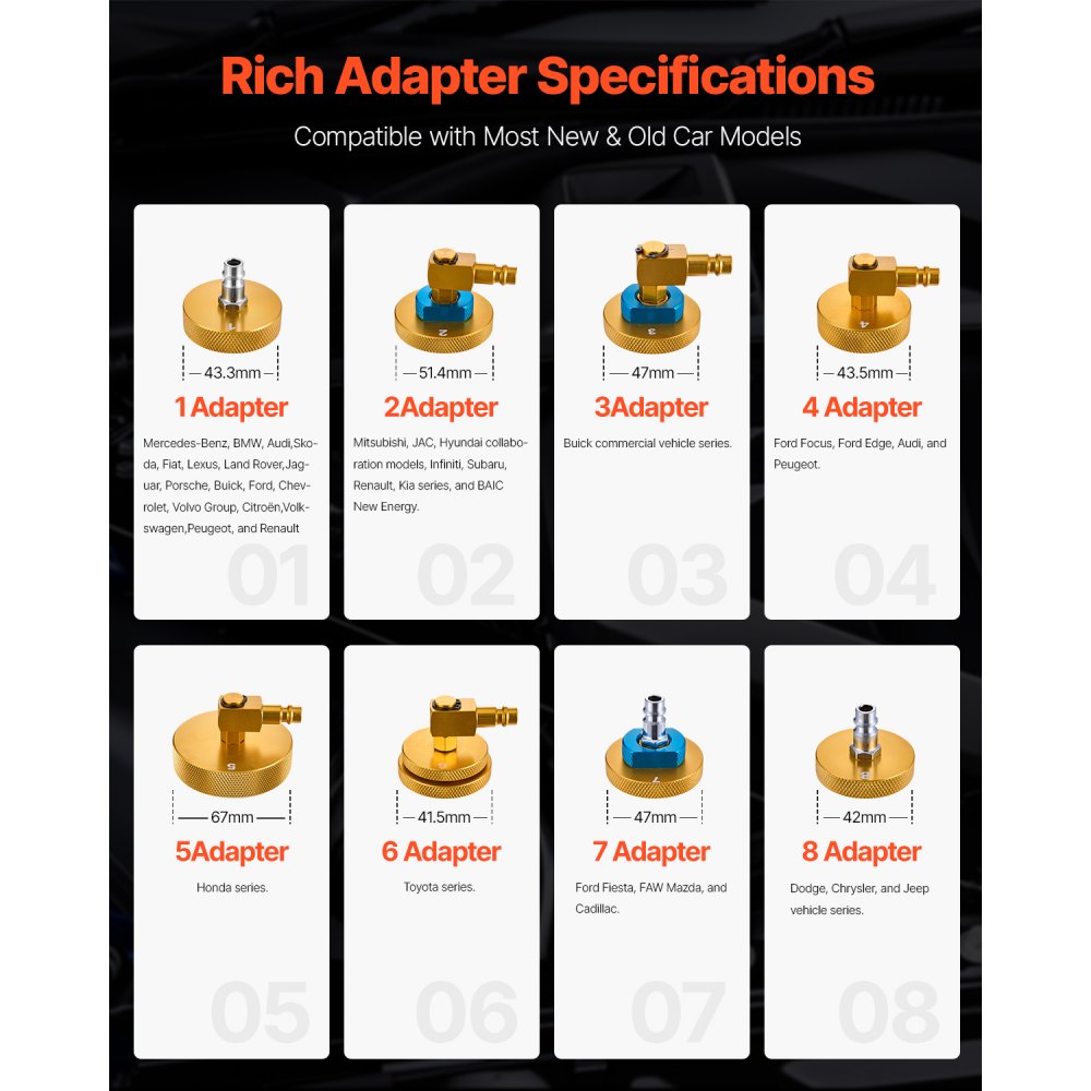 VEVOR Kit Spurgo Freni Elettrico, Kit Adattatore Completo per Fluido Freni Elettrico 220 V con Manometro e Pompa dell'Aria Integrata, Set Adattatori Versatili per Spurgo Freni per Alimentazione CC CA