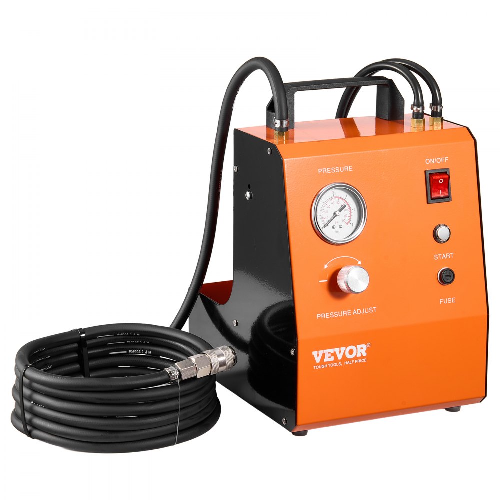 VEVOR Kit Spurgo Freni Elettrico, Kit Adattatore Completo per Fluido Freni Elettrico 220 V con Manometro e Pompa dell'Aria Integrata, Set Adattatori Versatili per Spurgo Freni per Alimentazione CC CA