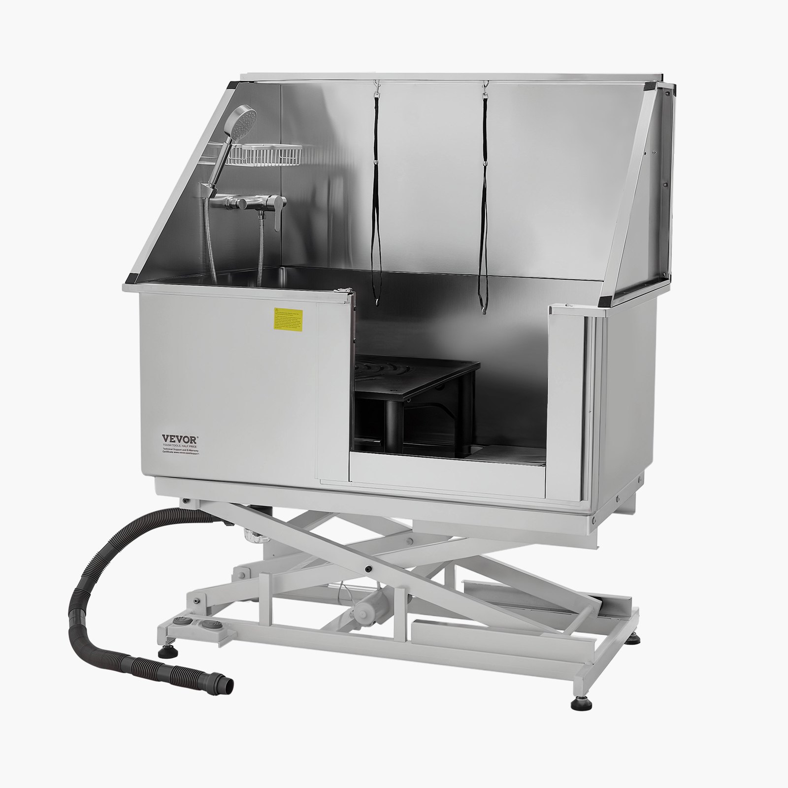 VEVOR Stazione di Lavaggio per Cani con Sollevamento Elettrico, Vasca per Toelettatura per Animali Domestici in Acciaio Inox 127 cm Pannello Filtro per Acqua, per Più Animali Domestici, Porta Destra