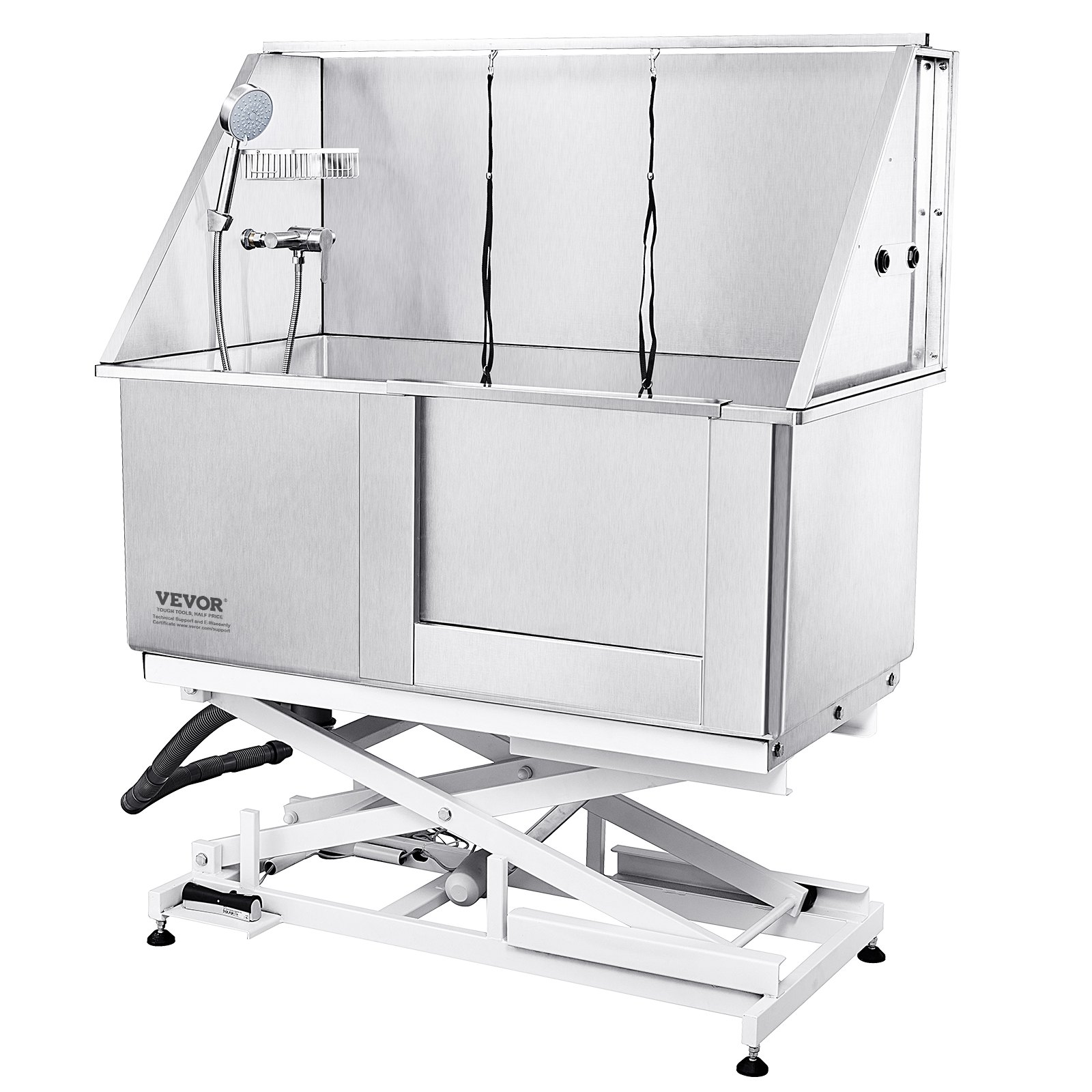 VEVOR Professional Dog Grooming Tub 127cm Stainless Steel Pet Bathtub Dog Wash Station max. 150kg Dogs Height Adjustable Dog Wash System Pet Grooming Tub with Right Door Dog Shower Wash Tub