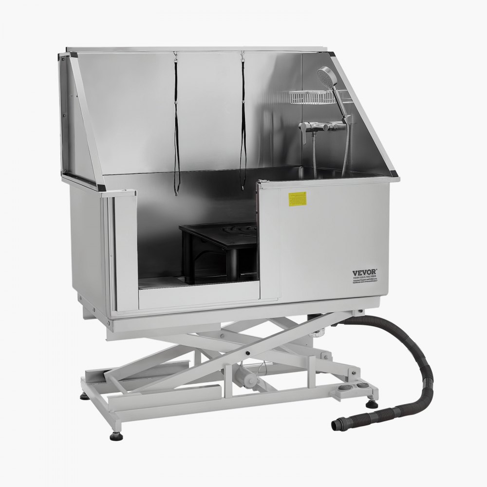 VEVOR Stazione di Lavaggio per Cani con Sollevamento Elettrico, Vasca per Toelettatura per Animali Domestici in Acciaio Inox da 127 cm con Filtro per Acqua, per Più Animali Domestici, Porta Sinistra