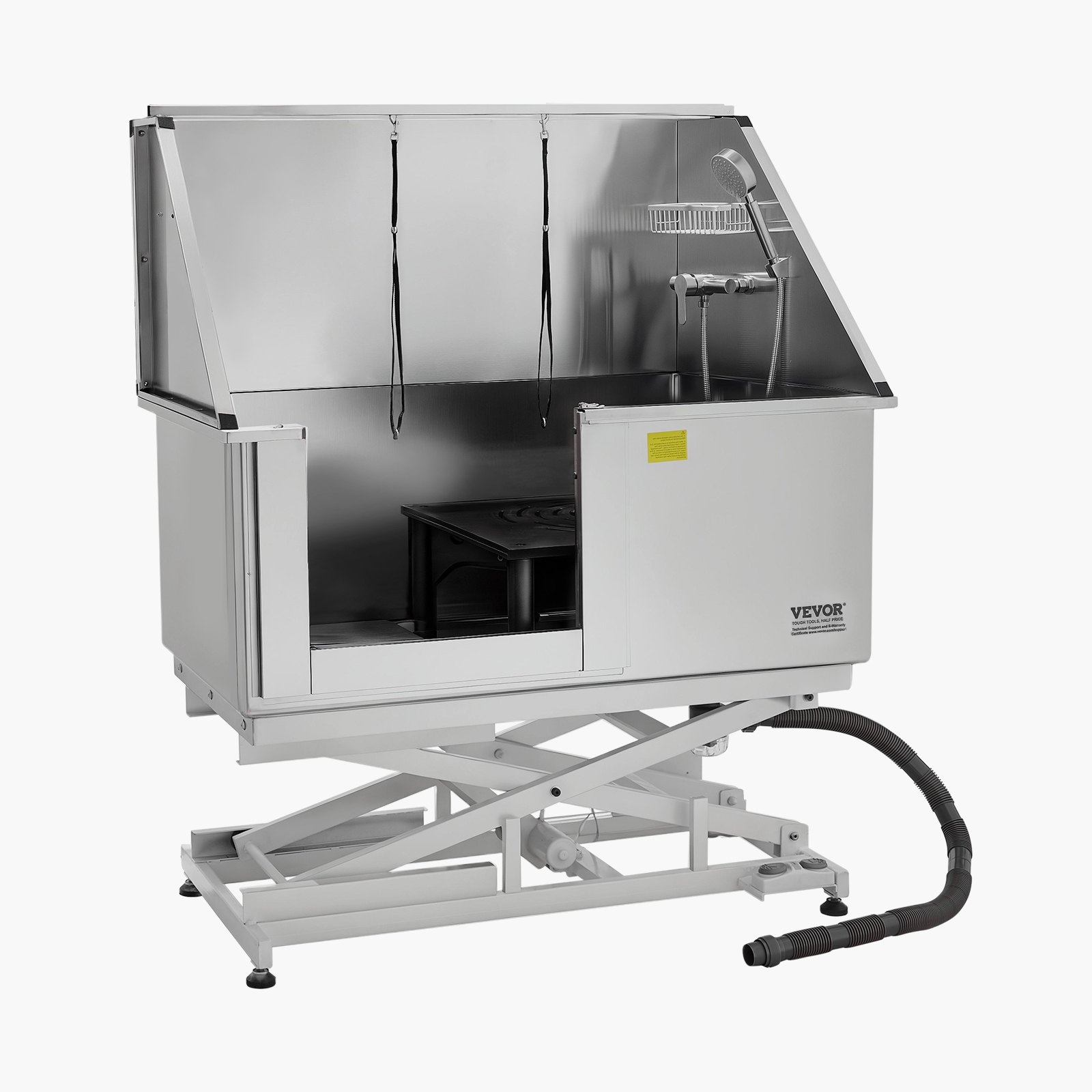 VEVOR Stazione di Lavaggio per Cani con Sollevamento Elettrico, Vasca per Toelettatura per Animali Domestici in Acciaio Inox da 127 cm con Filtro per Acqua, per Più Animali Domestici, Porta Sinistra