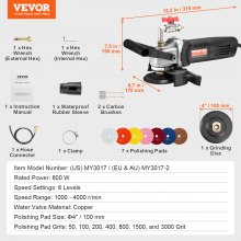 VEVOR Lucidatrice elettrica per pietra a umido calcestruzzo 100mm 6 velocità