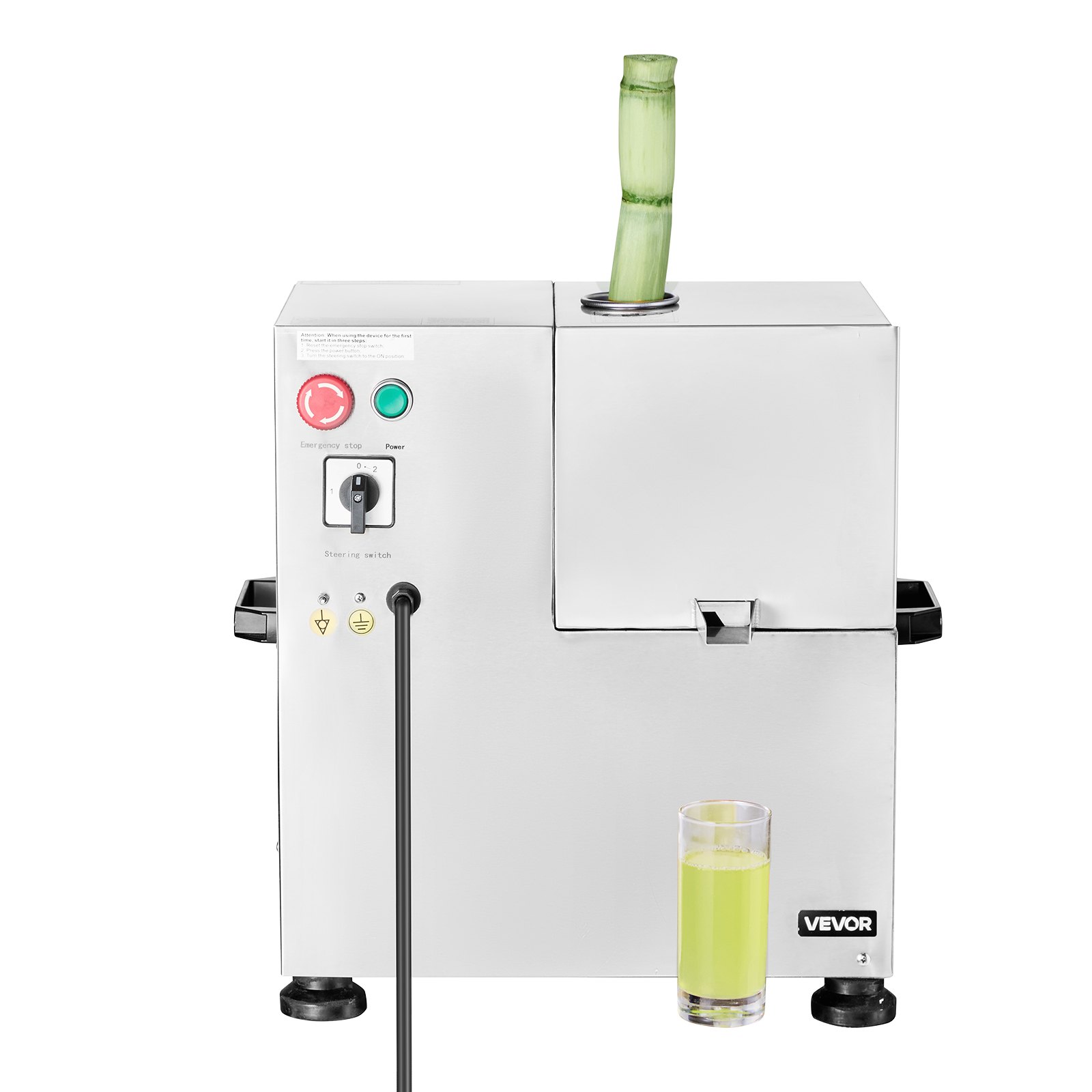 VEVOR Estrattore di Succo di Canna da Zucchero Commerciale, Macchina Elettrica per Spremitura di Canna da Zucchero da 800 W Capacità 300 kg/ora, 4 Rulli in Acciaio Inox, Estrattore di Succo