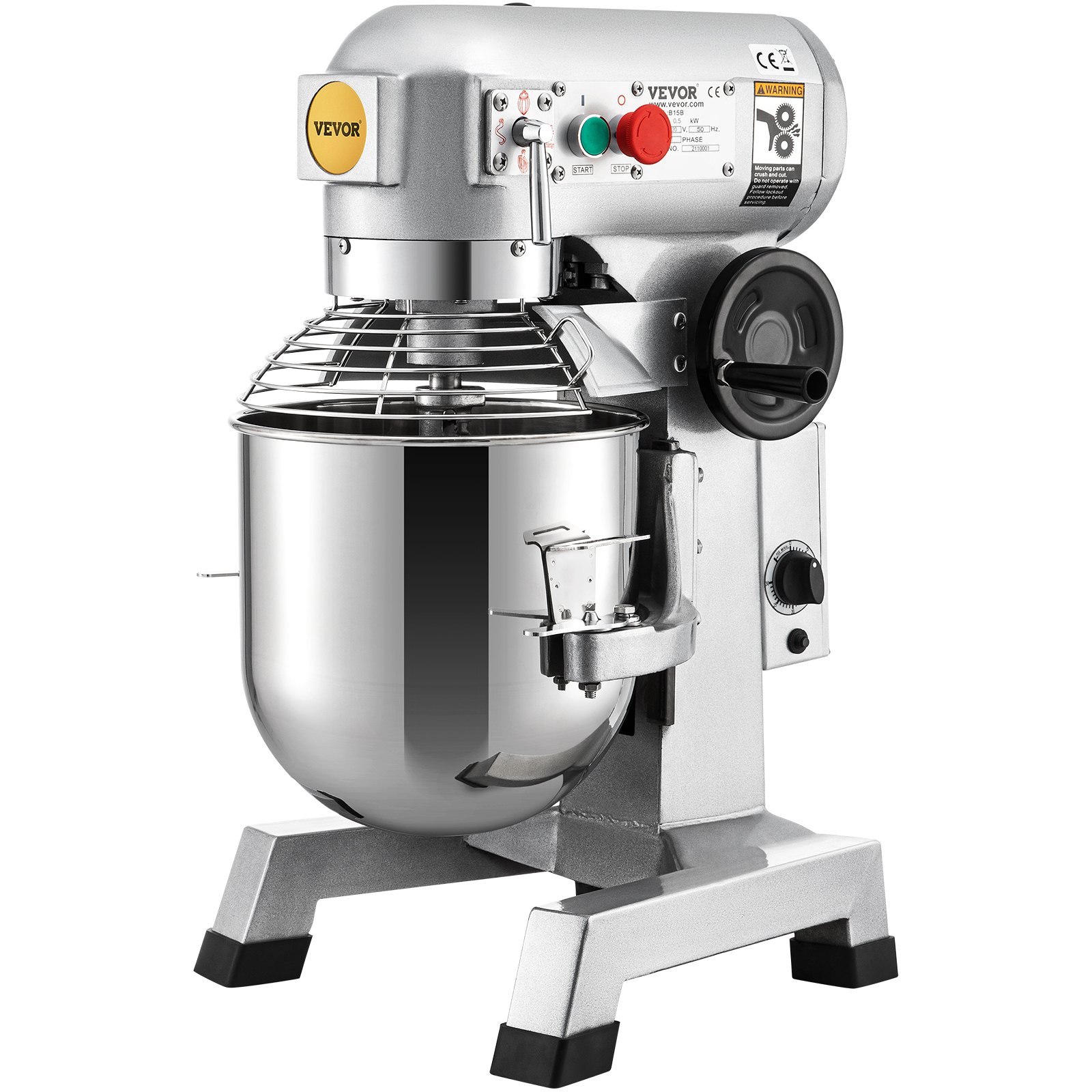 VEVOR Impastatrice Planetaria Velocità Regolabile 450W Ciotola Capienza di 17L/15QT, Impastatrice Elettrica da Cucina Commerciale Velocità 3 Modi 113/184/341 giri/min, Impastatrice 3 Ganci di Ricambio