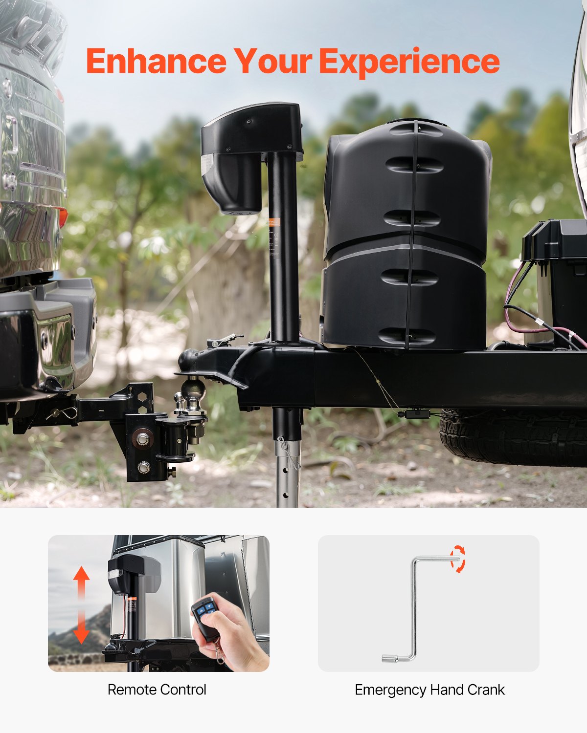 VEVOR Cric Elettrico per Rimorchio 2267 kg Cric Elettrico per Rimorchio per Camper con Connettore a 2 Vie, Manovella di Controllo Remoto e Copertura del Jack 255-860mm Sollevamento per Rimorchi Camper