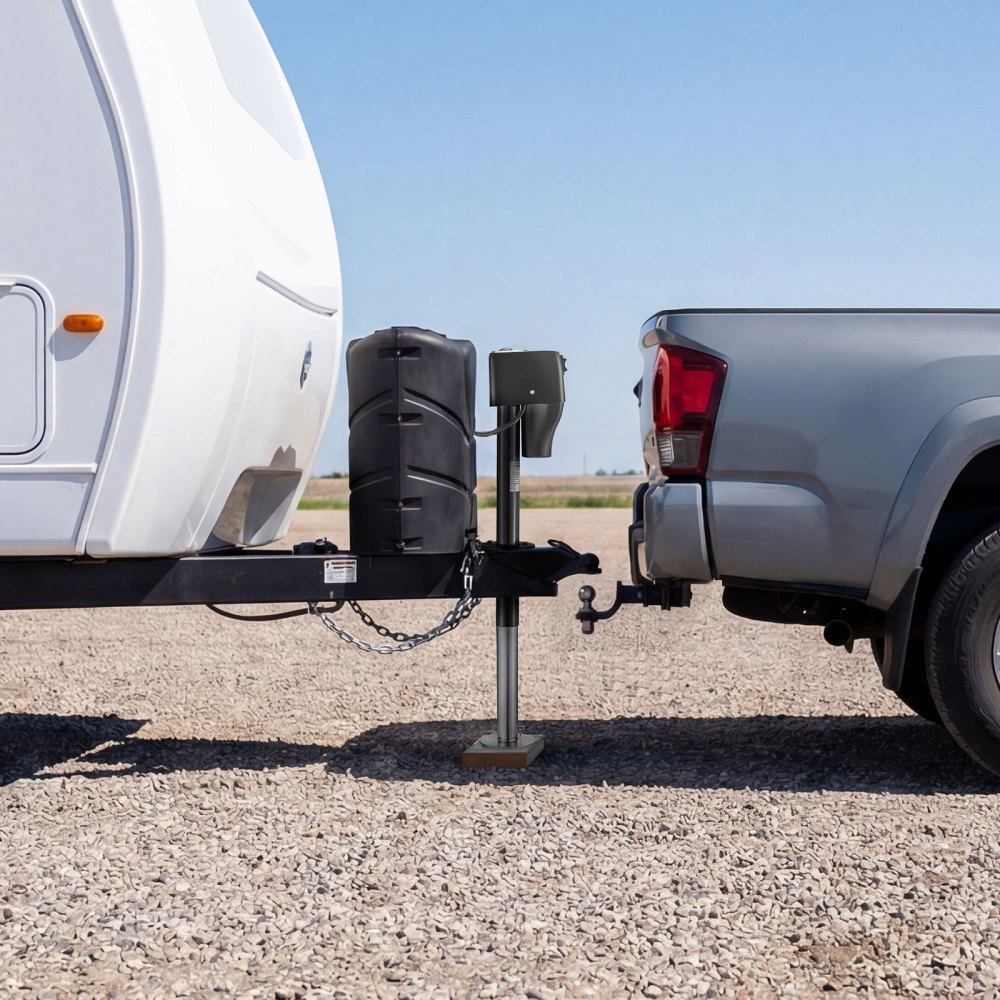 VEVOR Martinetto Elettrico per Rimorchio, Capacità di 2268 kg, Cric Elettrico con Timone, Copertura Protettiva Impermeabile e Luce LED per Roulotte, Camper, Sollevamento da 230 a 686 mm