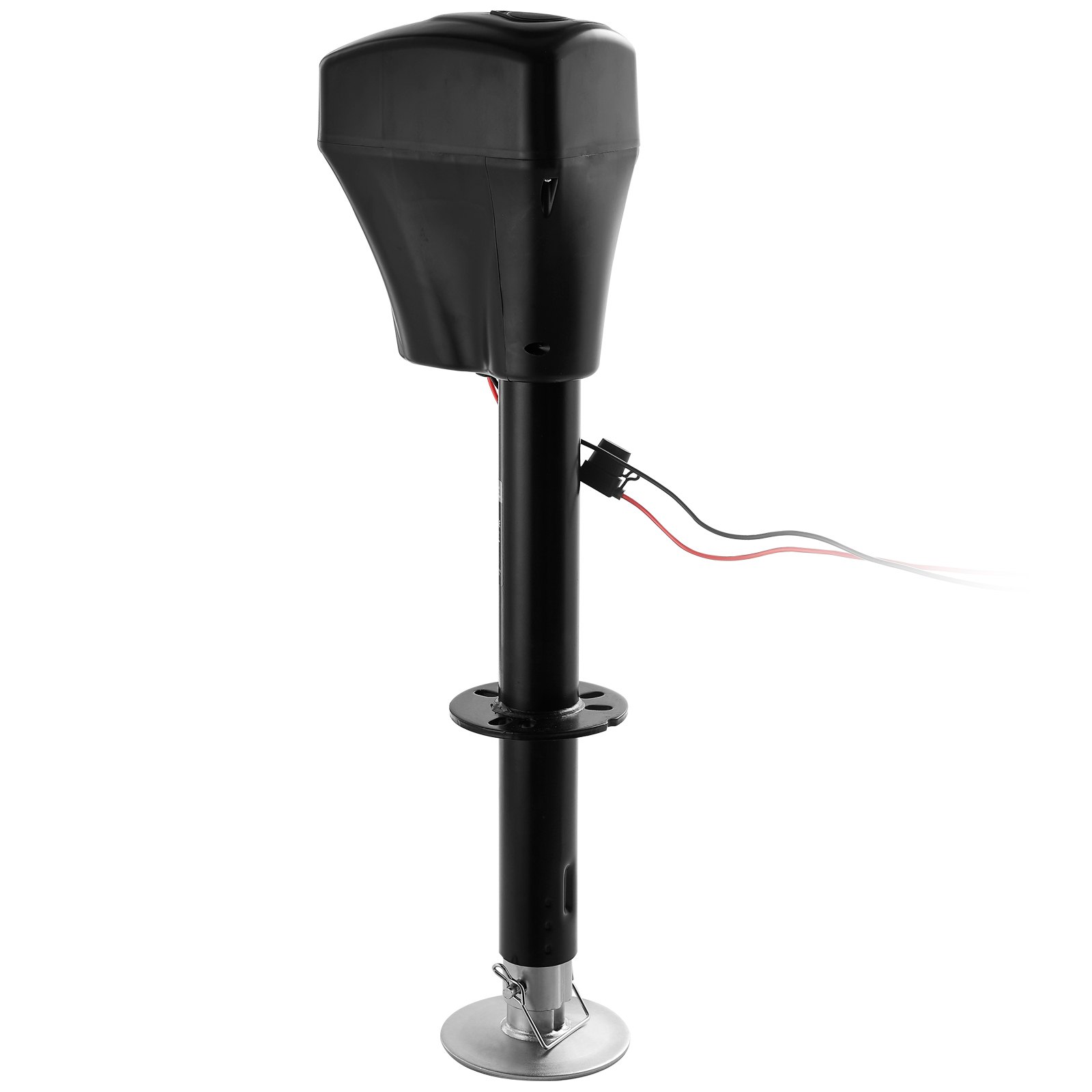 VEVOR Cric Elettrico per Rimorchio 2267 kg Cric Perno per Camper Resistente con Connettore a 2 Vie, Manovella Manuale e Copertura, Cric Resistente alle Intemperie, Mozzo 255-860 mm per Camper, Nero