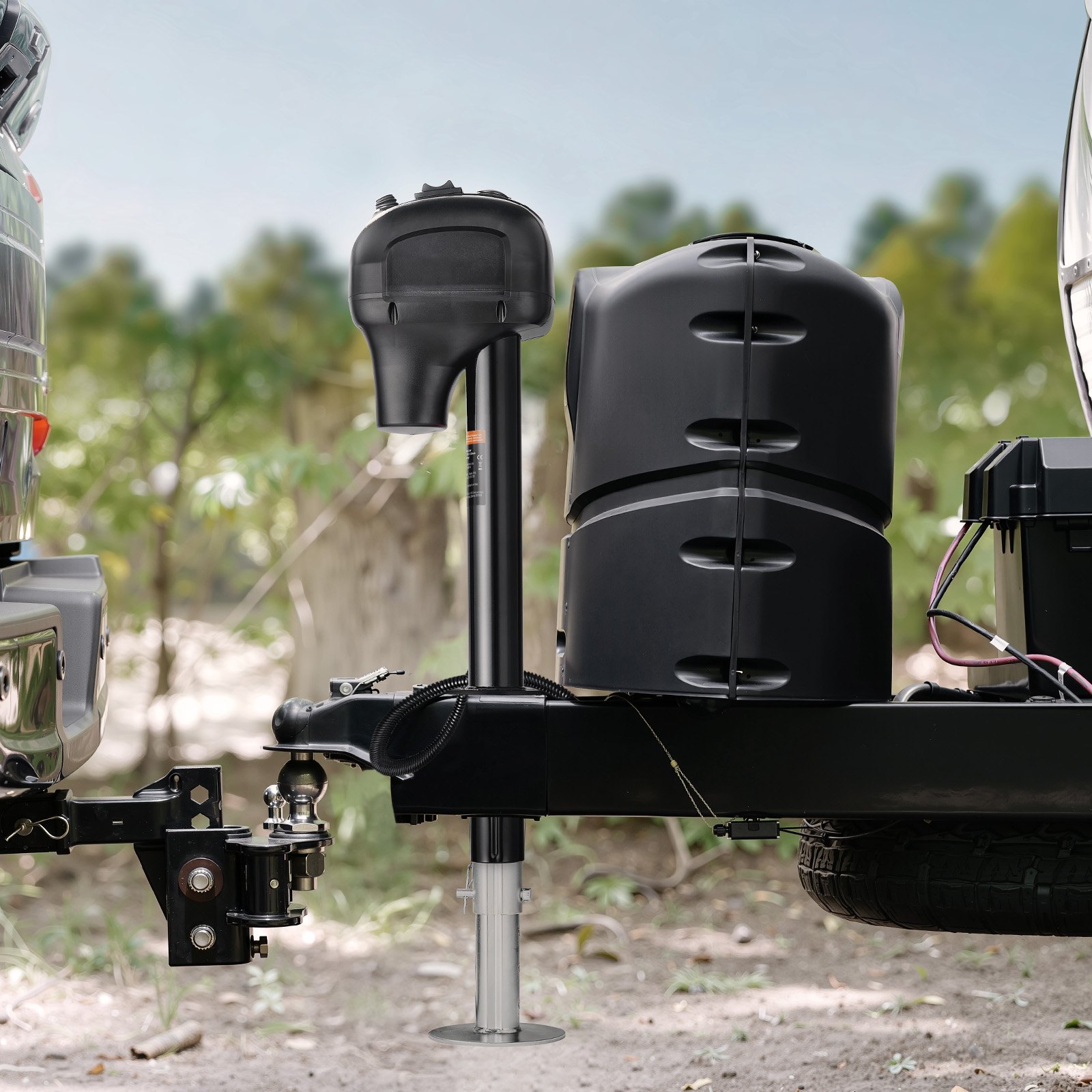 VEVOR Cric Elettrico per Rimorchio 1588 kg Cric Perno per Camper Resistente con Spina a 7 Pin, Manovella Manuale e Copertura, Cric Resistente alle Intemperie, Sollevatore 240-815 mm per Camper, Nero