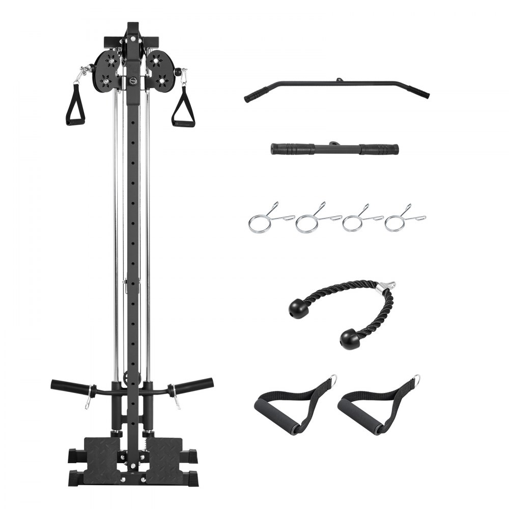 VEVOR Lat Machine da Parete, Macchina a Cavi da Parete 3 in 1, Lat Tower Professionale per Allenamenti Pulldown, Schiena Tricipiti a Casa e Palestra, Altezza Regolabile a 18 Livelli, Carico Max 227 kg