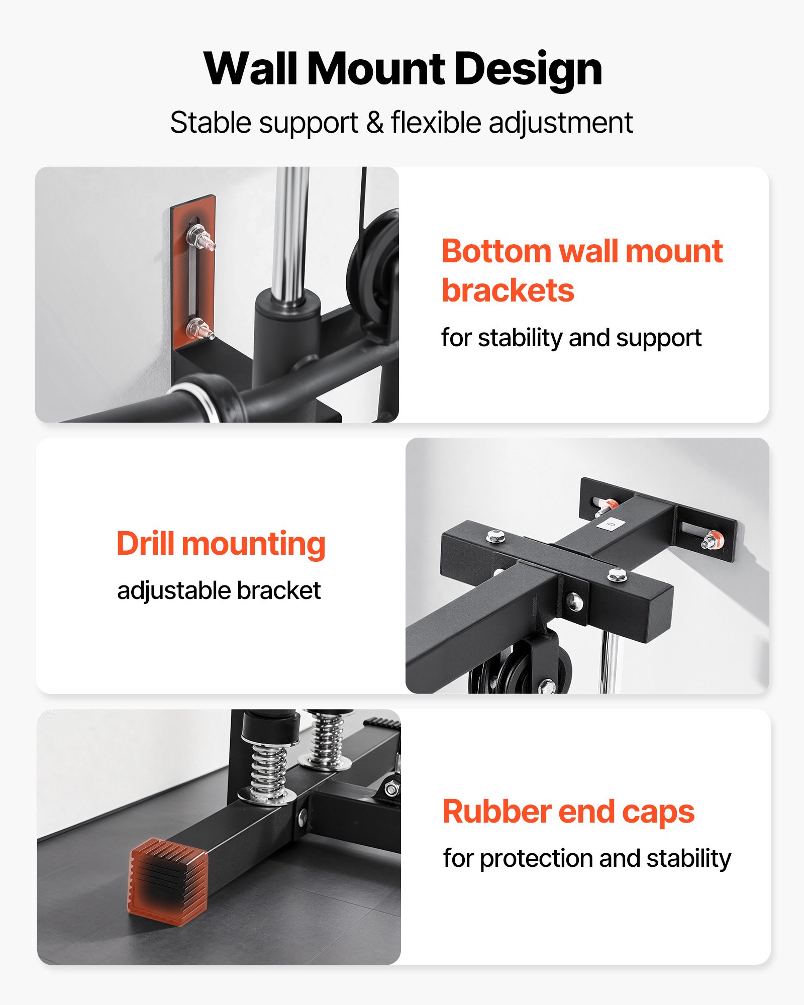VEVOR Lat Machine da Parete, Macchina a Cavi da Parete 3 in 1, Lat Tower Professionale per Allenamenti Pulldown, Schiena Tricipiti a Casa e Palestra, Altezza Regolabile a 18 Livelli, Carico Max 227 kg