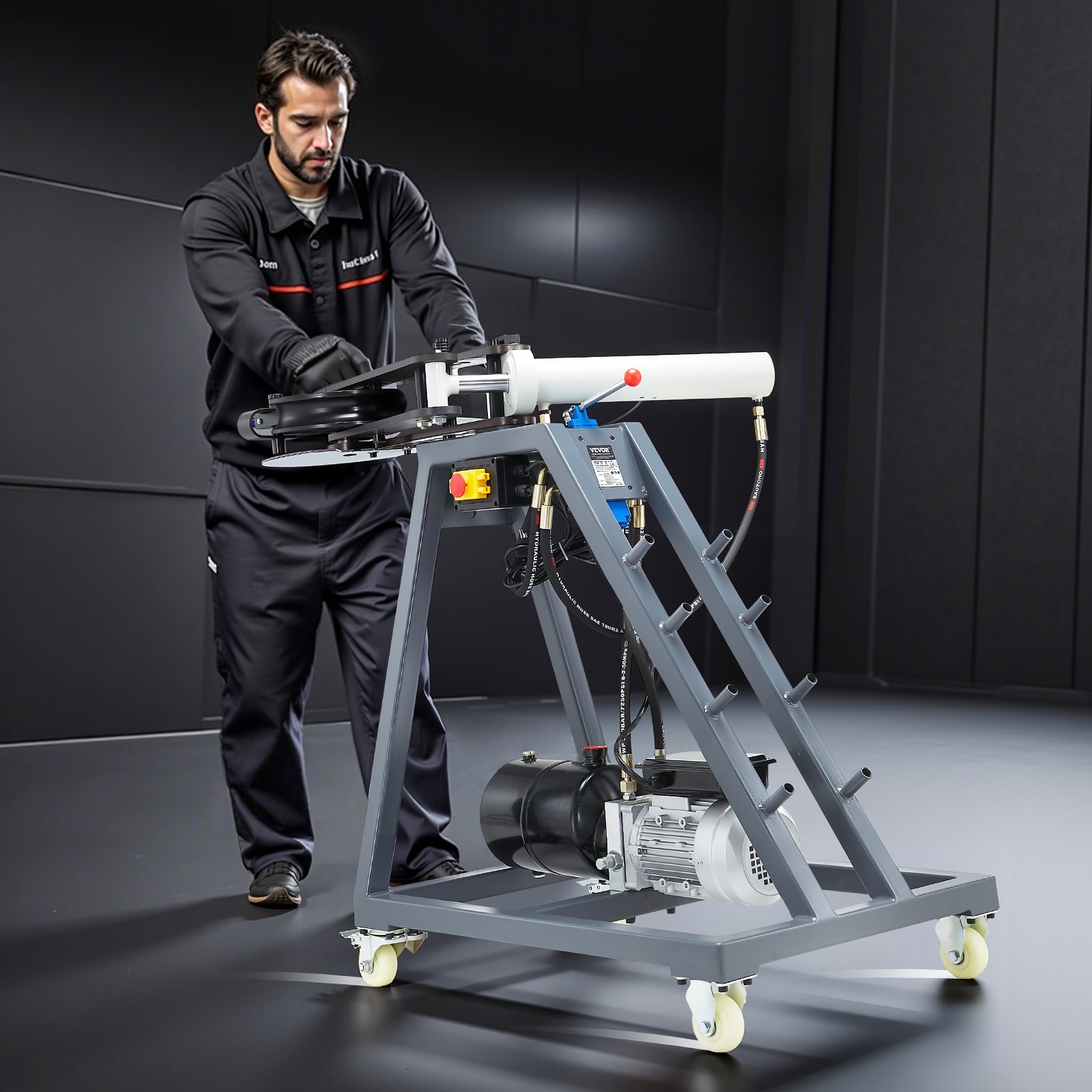 VEVOR Electric Pipe Bender, 750W Pipe Bender with 6L Hydraulic Cylinder, Pipe Bending Tool with Rollers, 3 Dies & 180° Max. Bending Angle, Suitable for Pipes from 3/4 to 2 Inch